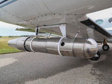 A burner used to produce vapour for cloud seeding in Olds on Thursday, Aug. 6, 2015.