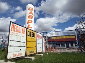 A Gas Plus station under renovation on 6th Street NE that the company moved to another Handel-owned firm in early 2011, shortly after being hit with a cleanup order in Bowness.