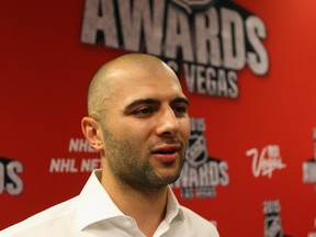 Calgary Flames defenceman Mark Giordano, seen at the NHL Awards in June, has a big addition to his wallet, but he remains the same low key guy.