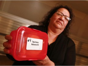 Roberta Calf Robe holds a take-home naloxone kit after taking a course in its use to help stop fatal fentanyl overdose deaths on the Kainai Blood Reserve. Reader says the war on drugs has failed to stop the epidemic of narcotics-related tragedies.