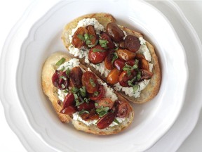 Herbed Ricotta and Sauteed Tomato Bruschetta -- a taste of summer's bounty.