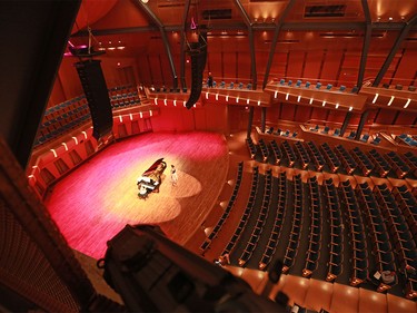 Performers practise in  the Mount Royal University's Bella Concert Hall in the new Taylor Centre for the Performing Arts on Tuesday, August 25, 2015.  The $90.5 million facility is set to officially open tomorrow.