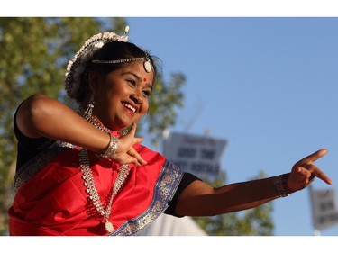 Moni Ghosh performs a traditional Odissi dance as part of the multicultural entertainment at GlobalFest Saturday night.