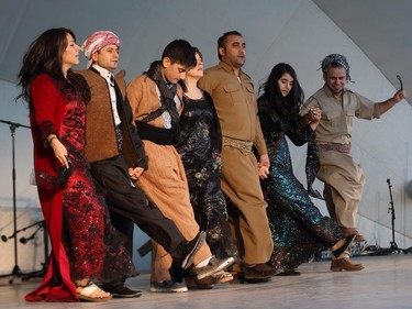 This group from Kurdistan, perform a lively traditional dance at GlobalFest Saturday night.