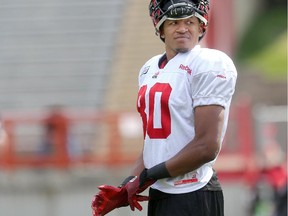 Calgary Stampeders receiver Eric Rogers is seen during Stamps practice at McMahon Stadium on Thursday.