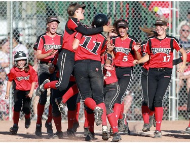 It took 11 innings instead of seven but the White Rock Renegades 99 finally earned the final of U16 Girls Fastpitch Canadian Championship over the Guelph Gators. They were down 4-1 at one point in the game.