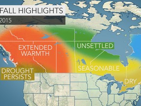 Accuweather's fall forecast map for Canada.