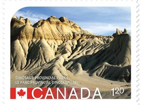 Canada Post reprinted its stamp of Dinosaur Provincial Park after incorrectly using an image of Drumheller in its original version. The reprinted stamp (pictured) was issued Aug. 21, 2015.