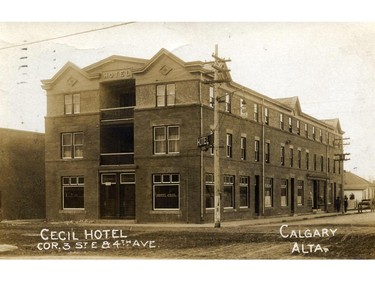 Cecil Hotel, as it was in 1912, corner of 3 St and 4 Ave SE, it still sits there today. Photo courtesy, Calgary Public Library   DATE PUBLISHED: FEBRUARY 11, 2003.