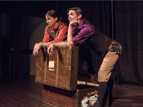 Celene Harder and Val Duncan in Mercutio and Tybalt, part of the 2015 Calgary Fringe Festival. Photo Chris Tait