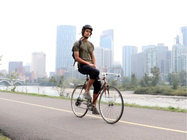 Calgary's busy pathways are looking clear with Health Canada's air advisory due to forest fires, on August 24, 2015.