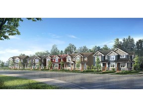 i An artist's render of the streetscape of duplexes planned for Auburn Bay.