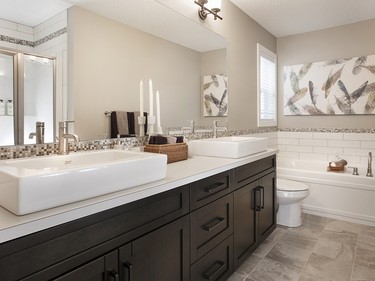 The master ensuite in the Precise show home at Secord in Edmonton. Courtesy Hopewell Residential.