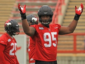 Calgary Stampeders defensive lineman Freddie Bishop III is champing at the bit to return to the field on Saturday vs. Winnipeg.