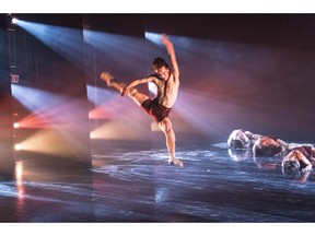 Mongolian dancer Ageer performing Backbone, by Red Sky Performance, at the Banff Centre August 27, 2015. Photo courtesy Rita Taylor.