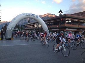 Cyclists during the August 2013 GranFondo Banff event.