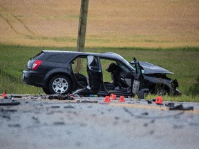 The scene of a two vehicle serious collision on 37th street south west and Highway 22X in Calgary earlier this year.