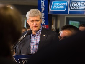 Prime Minister Stephen Harper made a brief stop to throw his weight behind local conservative condidates on Friday August 7, 2015 in Belleville, Ont.