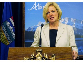 Alberta Premier Rachel Notley speaks during a press conference in Edmonton on Thursday, August 6, 2015.