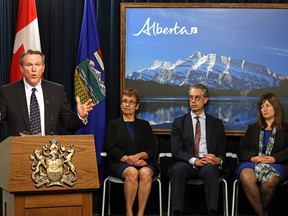 The province's royalty review panel (left to right) Dave Mowat, Annette Trimbee, Peter Tertzakian and Leona Hanson.