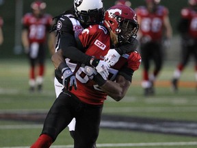 Stampeders wide receiver Eric Rogers, seen battling against the Ottawa Redblacks earlier this month, now leads the CFL in receiving after another outstanding effort against the Saskatchewan Roughriders on Saturday.