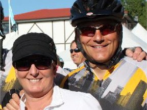 Suzanne and Mark Vickers. Mark and their children are riding in this weekend's Enbridge Ride to Conquer Cancer, Aug. 8-9, 2015, in tribute to Suzanne, who died of cancer.