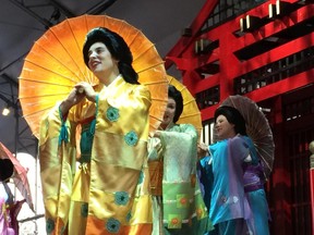 The cast of The Mikado, at Opera in the Village in Calgary, on August 11, 2015.