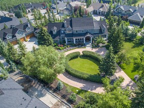 A photo from above of the 10,000-square-foot English-style manor in Aspen Estates.
