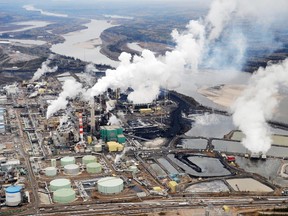 Aerial view of the Suncor oil sands extraction facility near the town of Fort McMurray in Alberta on Oct. 23, 2009.