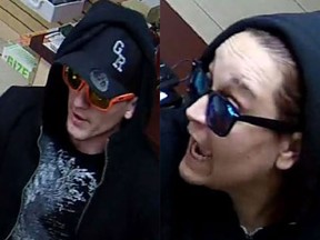 RCMP released these images after a robbery at the One Stop Smoke Shop in Airdrie.