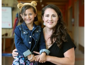 Payton Langenau, 5, and her mother Betina Fillion were photographed on September 18, 2015 after Langenau was announced as the 2015 Champion Child for the Alberta Children's Hospital.