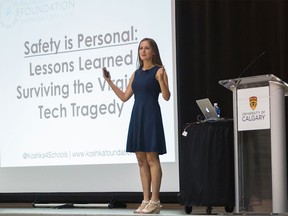 Kristina Anderson is a survivor of the Virginia Tech school shooting in 2007. She gave a keynote address in Mac Hall Wednesday, Sept.16, 2015 as part of Safety and Wellness Week.