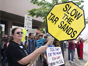 Opponents of Enbridge's Northern Gateway pipeline protest in Terrace, B.C.
