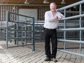 Rich Vesta, CEO of Harmony Beef, poses near the holding pens in Balzac.