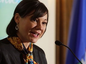 Alberta Environment Minister Shannon Phillips, pictured during an announcement in Calgary on Sept. 8.