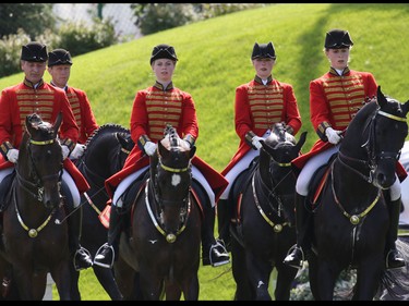 The Celle Stallions perform at the Spruce Meadows Masters on Friday September 11, 2015.