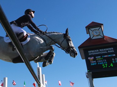 Kent Farrington and Uceko from the USA won the $210,000 Tourmaline Oil Cup at the Spruce Meadows Masters on Friday September 11, 2015.