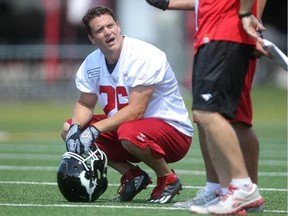 Calgary Stampeder Rob Cote apologized after uttering a homophobic slur during the coin toss in Monday's Labour Day Classic.