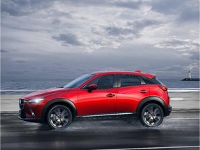 The 2016 Mazda CX-3 compact crossover utility vehicle features futuristic i-ACTIV all-wheel-drive technology.