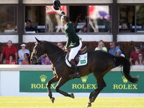 Team Brazil's Rodrigo Pessoa on Status during the  BMO Nations' Cup at Spruce Meadows  on September 12, 2015.