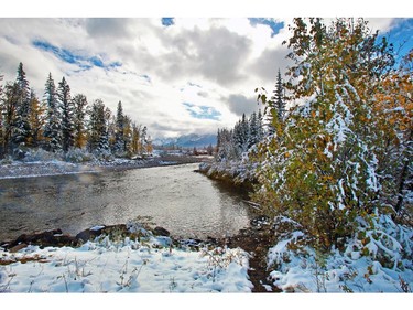 Fresh snow along the Castle River in the Castle Wilderness Area .