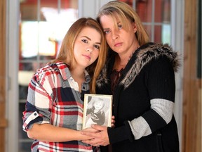 Cheyenne Dunbar and her mother Terry Dunbar held a photo of Cheyenne's two-year-old daughter Hailey Dunbar-Blanchette on Sept. 17, 2015.