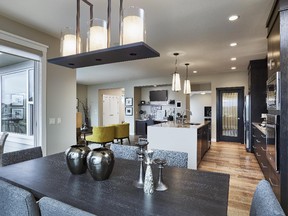 A look from the dining area in the Manhattan 4  show home by Albi Homes  at the Shores of Westmere.