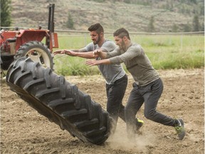 CTV
Brothers Gino, left, and Jesse power their way through the Brawn portion of the Detour in Oliver, B.C., on this week's episode of The Amazing Race Canada.