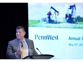 Penn West president and CEO David Roberts speaks at an annual general meeting in Calgary last year.