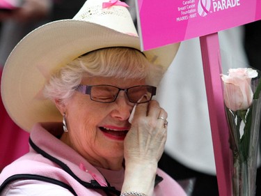 Emotions ran deep for 30 year old survivor of cancer, Wilma Clark, at the the Run for the Cure Parade in Calgary on September 8, 2015.