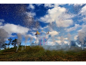 The installation of Fabulist, an artificially intelligent inflatable designed for interplanetary exploration by Bee Kingdom, is unveiled at St. Patrick's Island in Calgary on September 15, 2015 as part of Beakerhead. Photo by Leah Hennel, Calgary Herald  (For City story by ?)