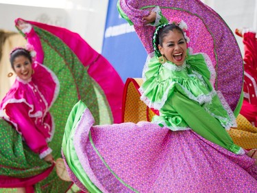Dancers from the Viva Mexico Dance Company perform on stage at Expo Latino held at Prince's Island in Calgary on August 29th, 2015.
