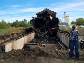 The 104-year-old Beiseker train station went up in flames early Friday, Sept. 18, 2015.