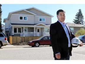 Gerrad Oishi, president and CEO of Habitat for Humanity, Southern Alberta on Sept. 28, 2015, outside a new residence to be opened Oct. 5 in the 1700 block of  34th Street S.E.